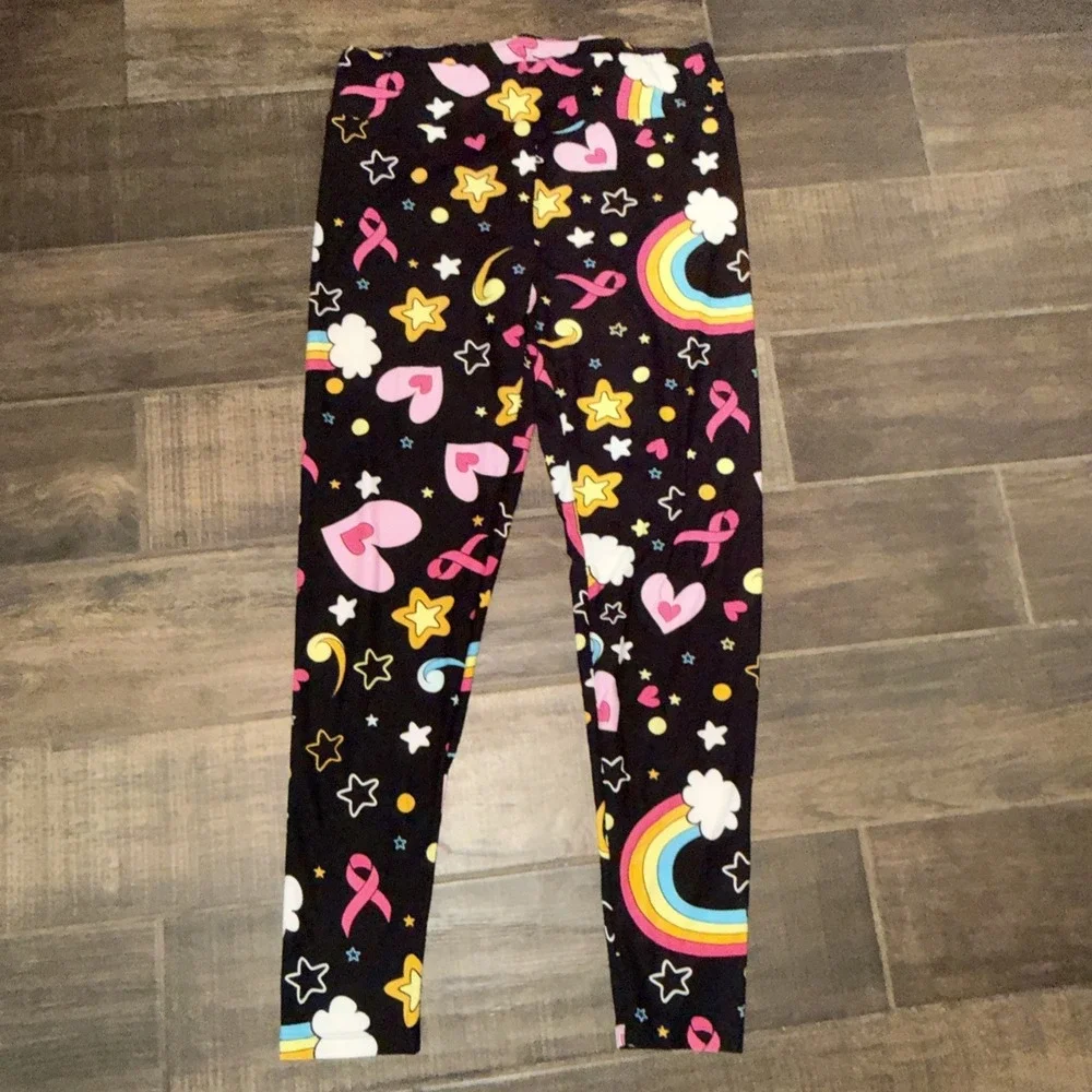 Lot 5 LuLaRoe Tall & Curvy Leggings Floral Geometric Flamingos Stars Hearts EUC - Picture 3 of 12